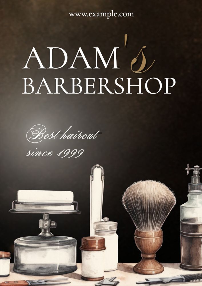 Barber shop poster template, editable text and design