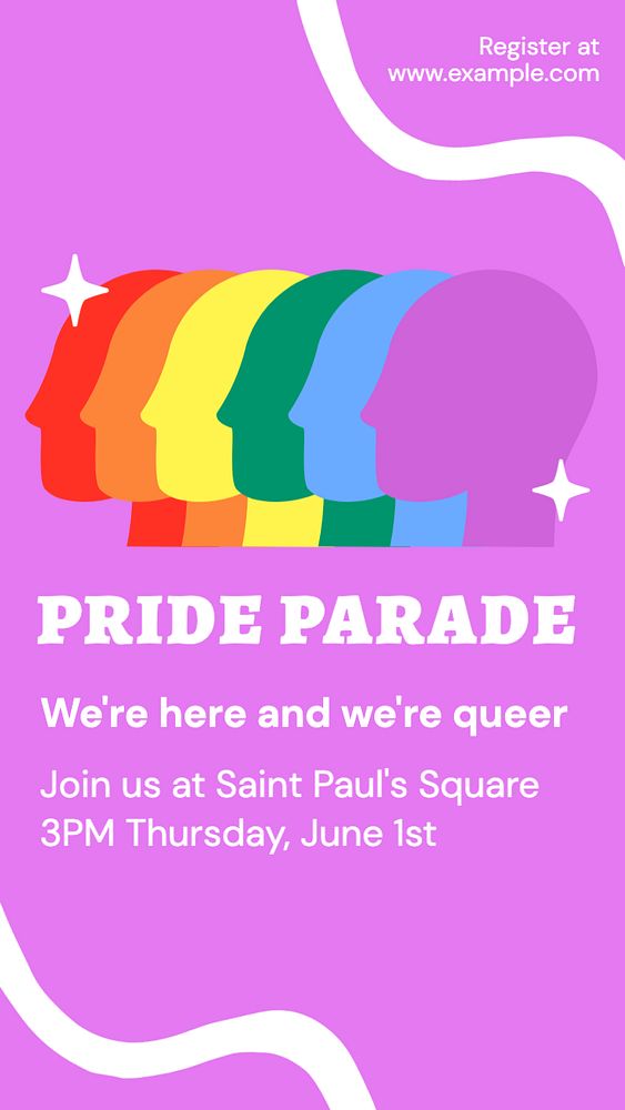 Pride parade Facebook story template, editable design