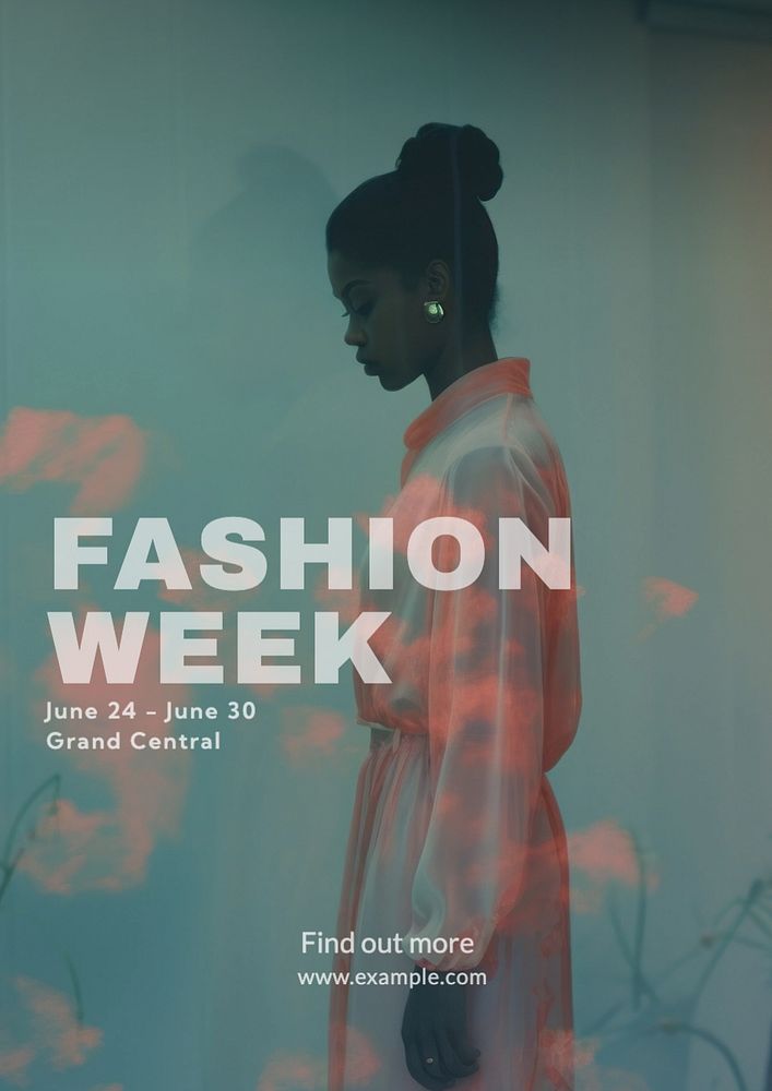 Fashion week poster template, editable text and design