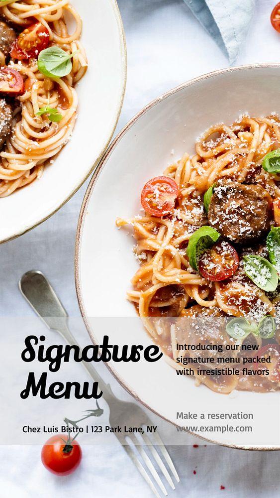 Signature menu  Instagram story template, editable text