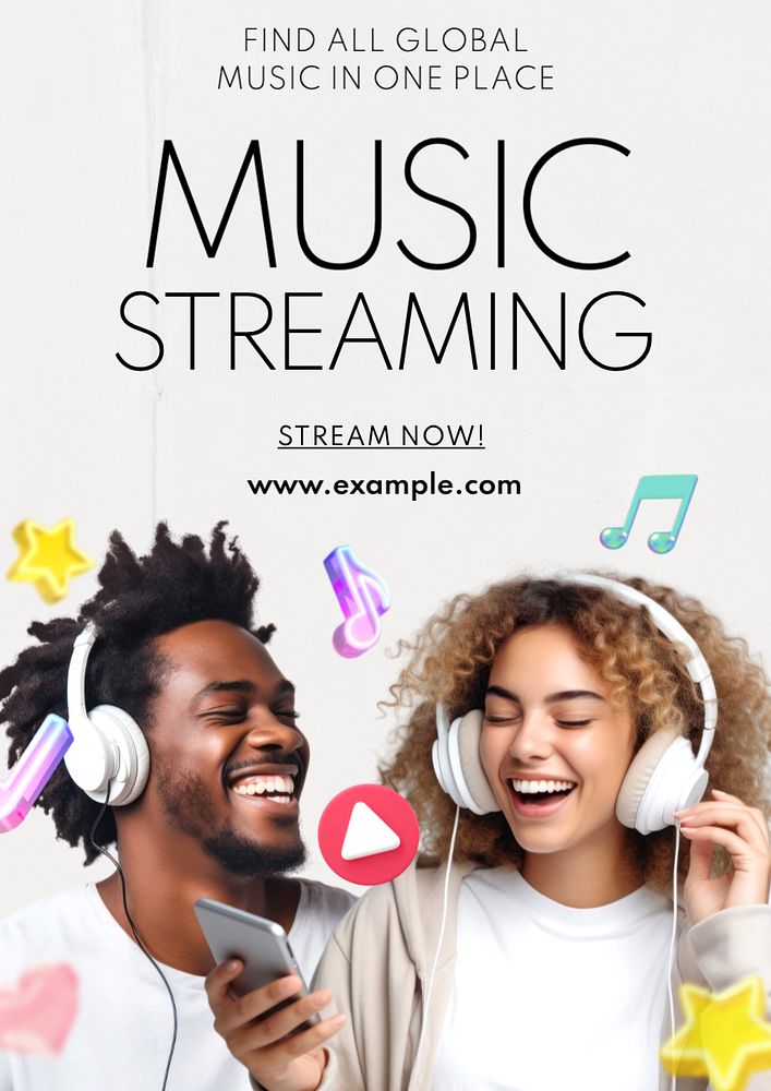 Music streaming poster template, editable text and design