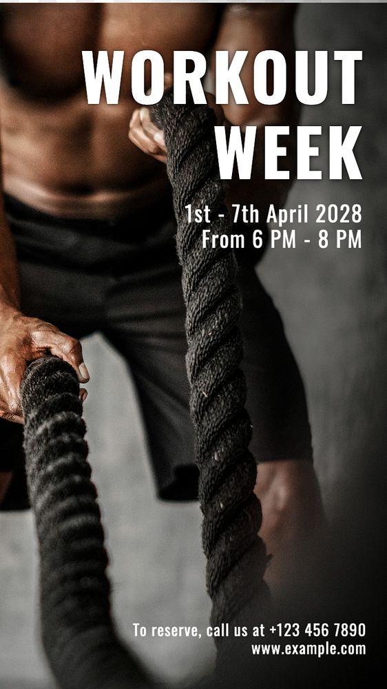 Workout week Instagram story template, editable text