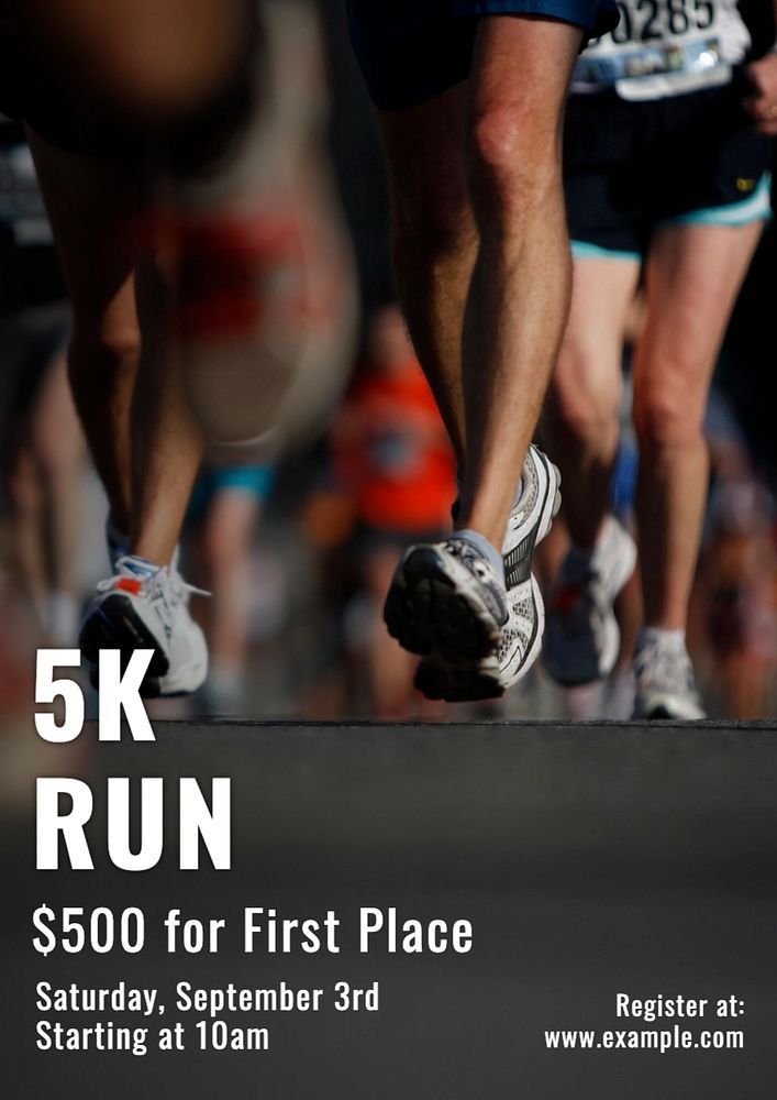 5k marathon poster template, editable text and design