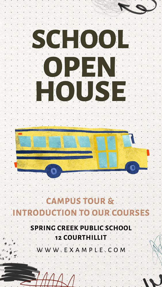 School open house social story template, editable Instagram design