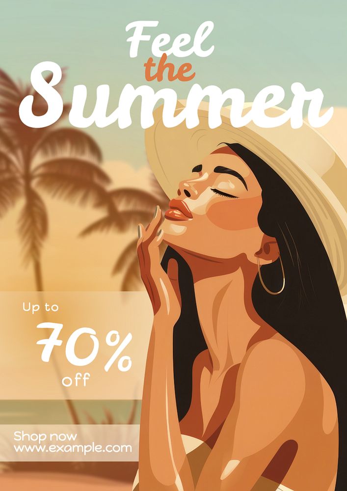 Summer sale poster template, editable text and design