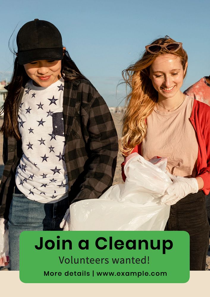 Join a cleanup poster template, editable text and design