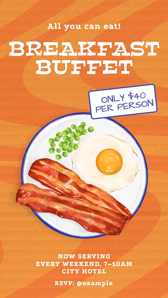 Breakfast buffet Instagram story template, editable text