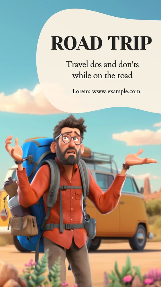 Road trip Instagram story template, editable text