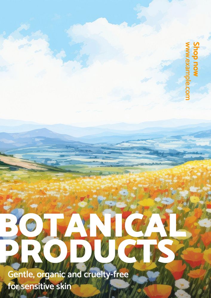 Botanical products poster template, editable text and design