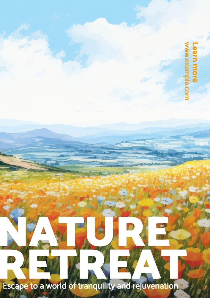 Nature retreat poster template, editable text and design