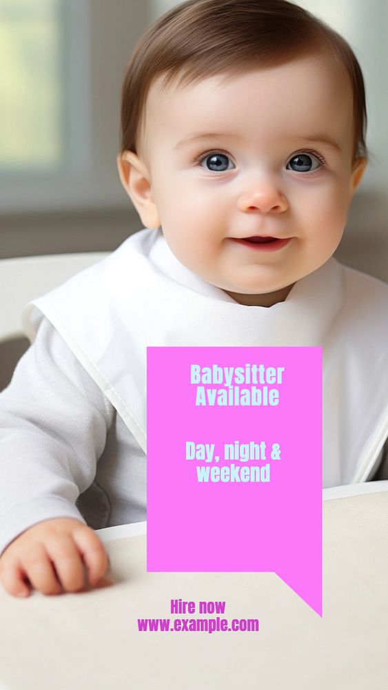 Babysitter job Instagram story template, editable text