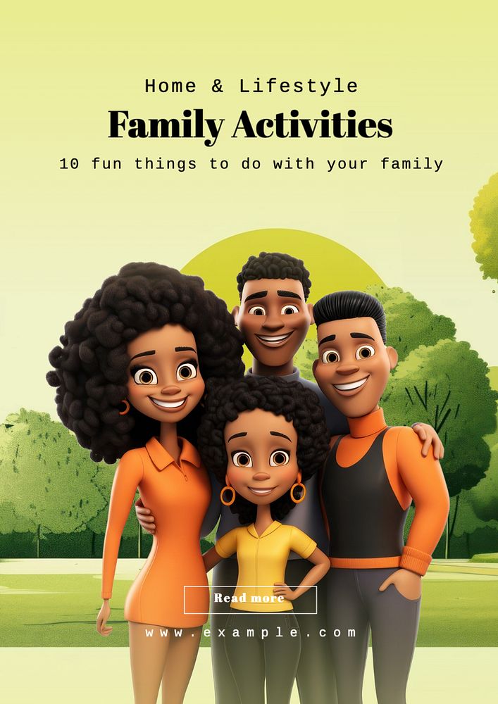 Family activities poster template, editable text and design