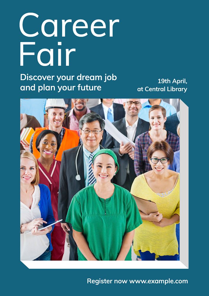 Career fair poster template, editable text and design