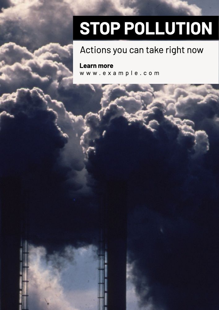 Stop pollution poster template, editable text and design