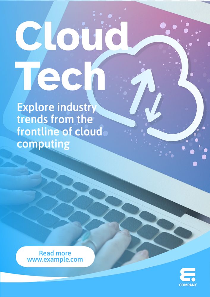 Cloud tech poster template, editable text and design