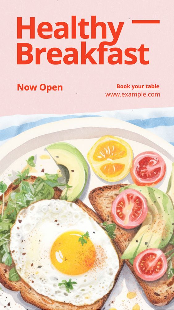 Healthy breakfast Instagram story template, editable text