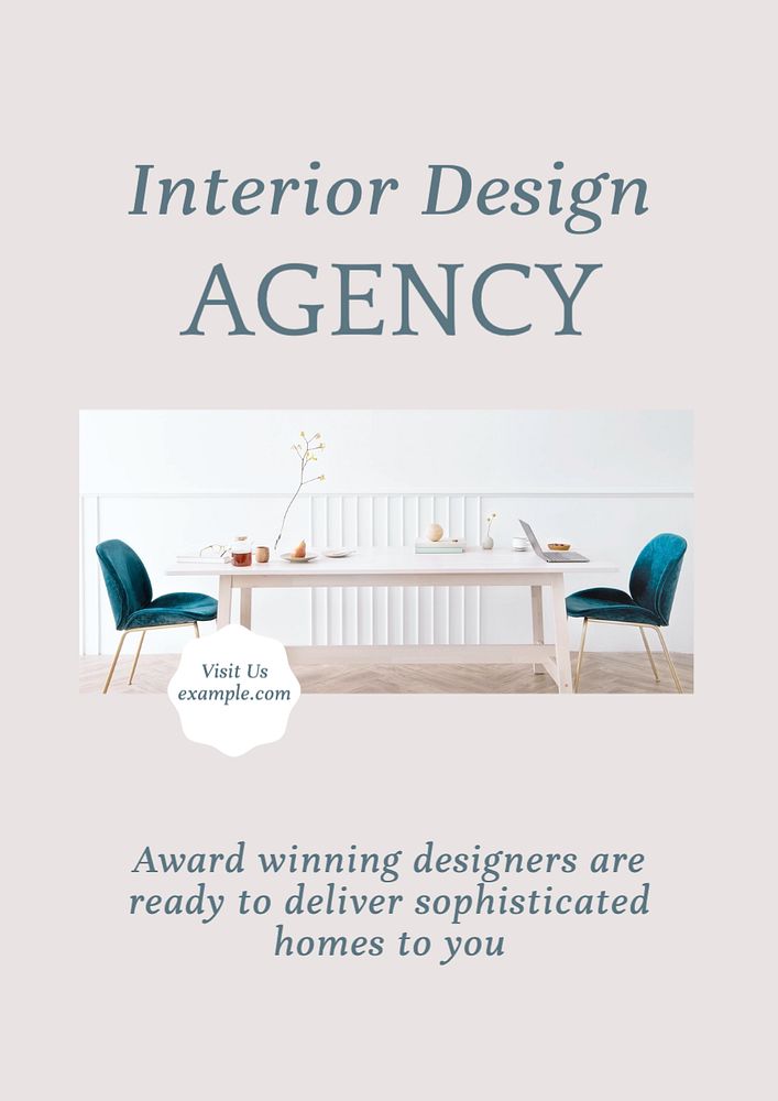 Interior design agency  poster template, editable text and design