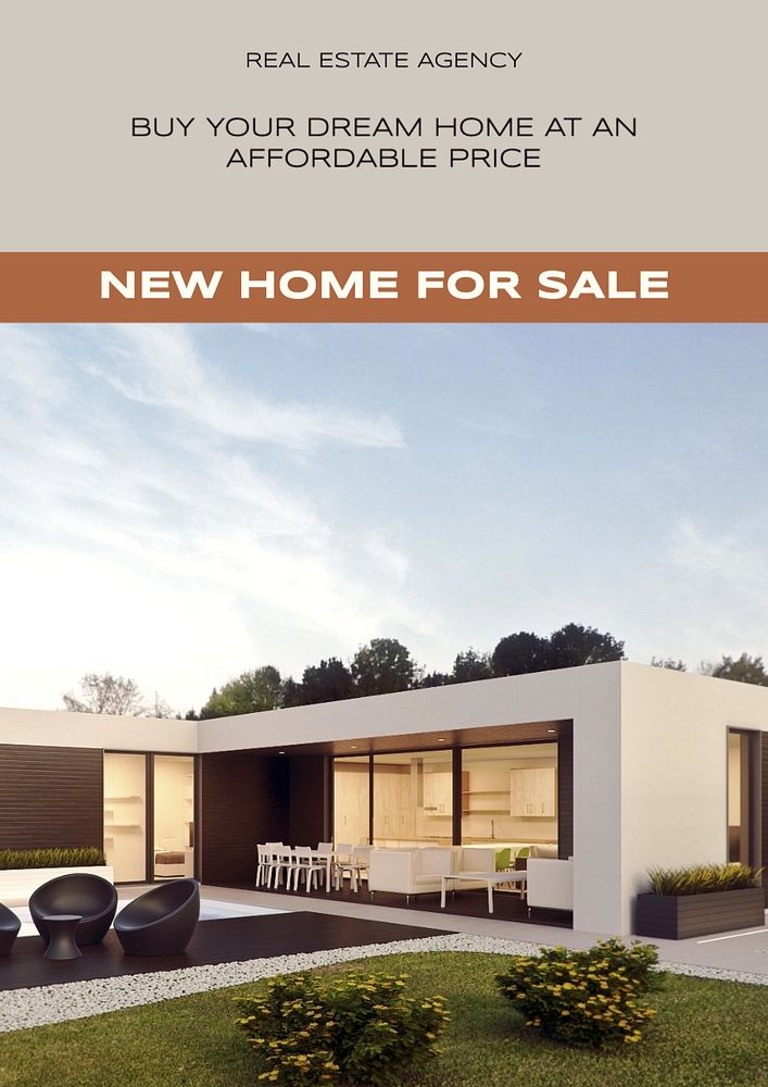 Property sale poster template, editable text and design