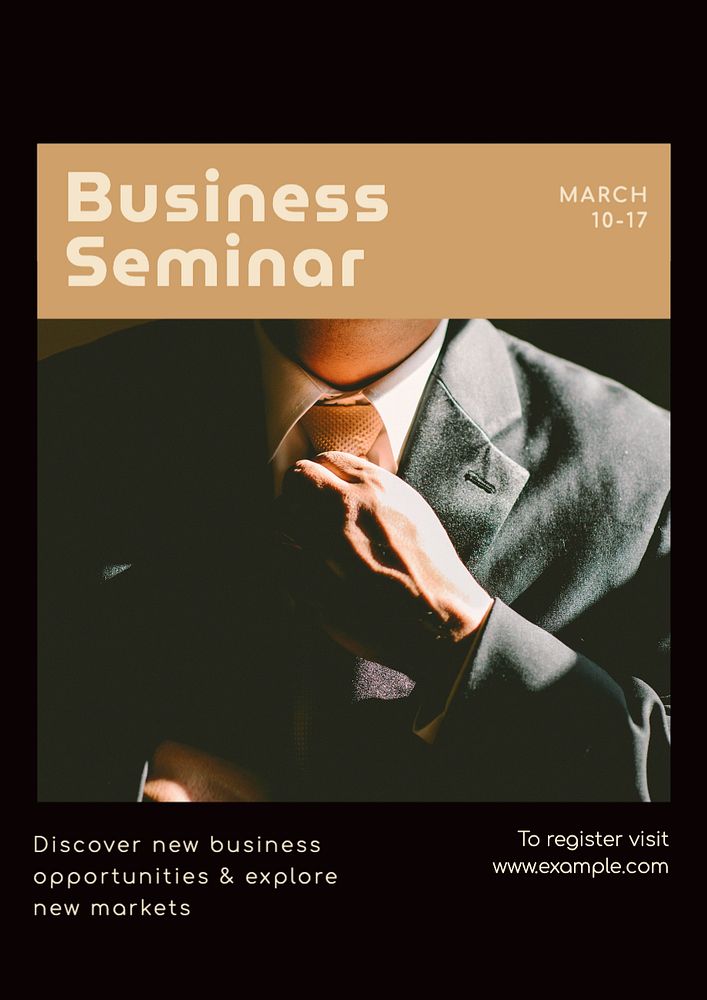 Business Seminar poster template, editable text and design