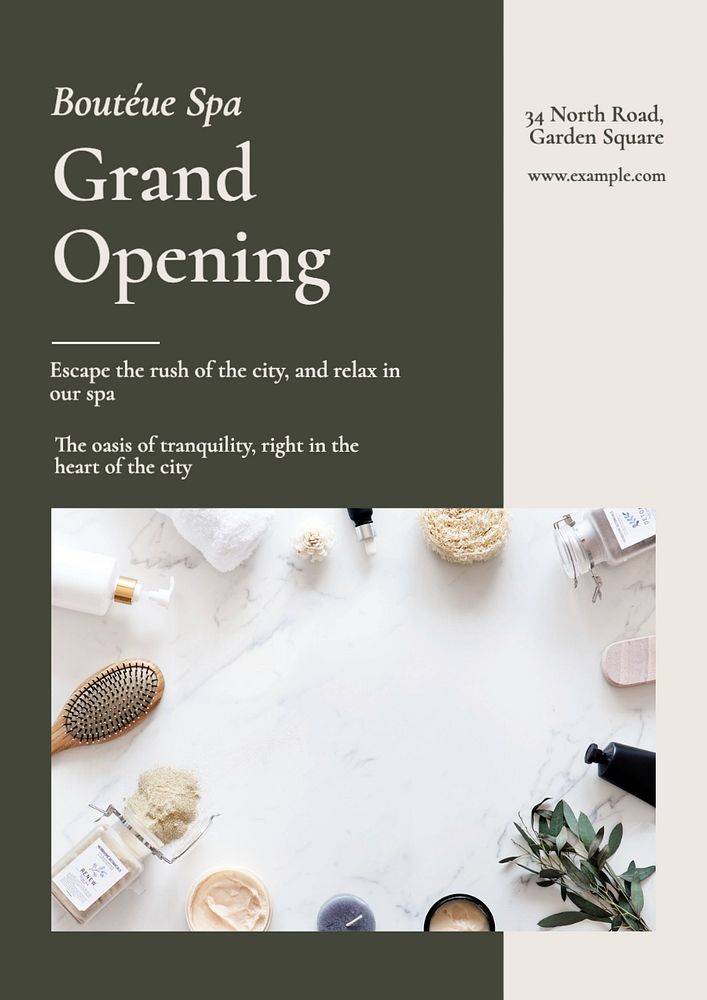 Grand opening poster template, editable text and design