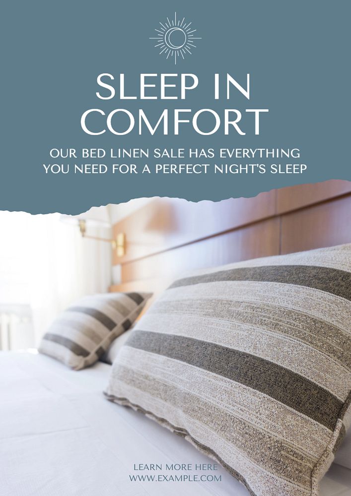 Sleep in comfort poster template, editable text and design