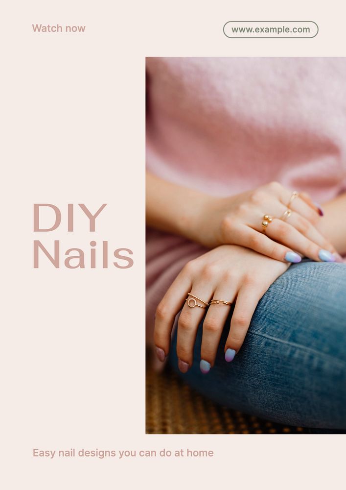 DIY nails poster template, editable text and design