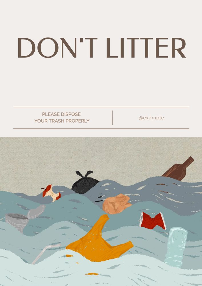 Don't litter poster template, editable text and design