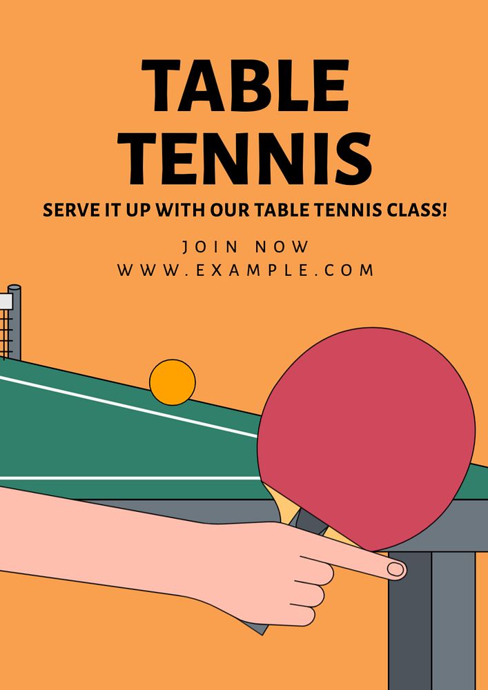 Table tennis poster template, editable text and design