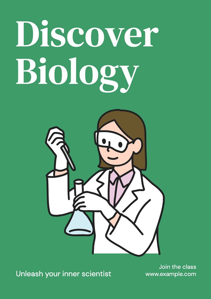 Biology class poster template, editable text and design