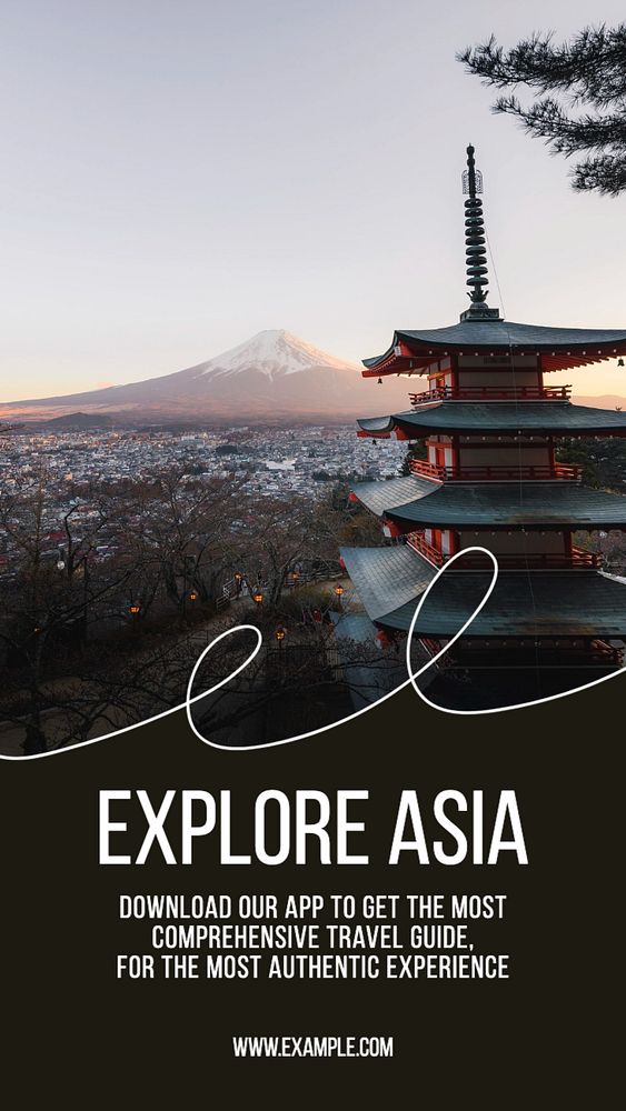 Explore Asia app Instagram story template, editable text