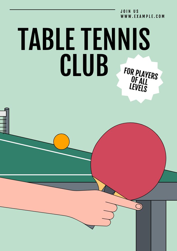 Table tennis club poster template, editable text and design