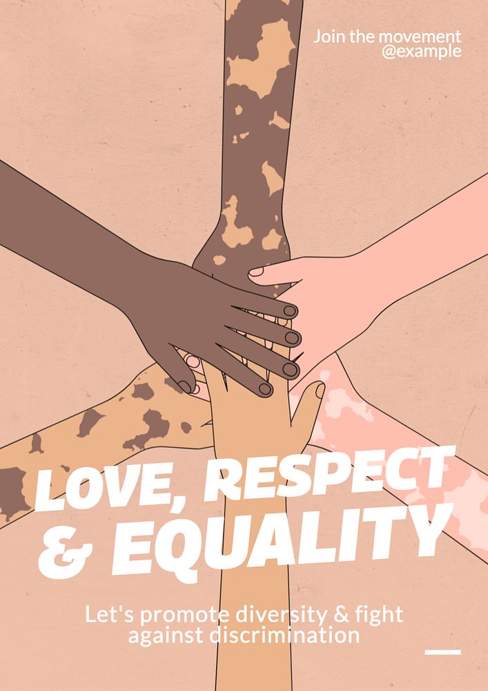 Love, respect & equality poster template, editable text and design