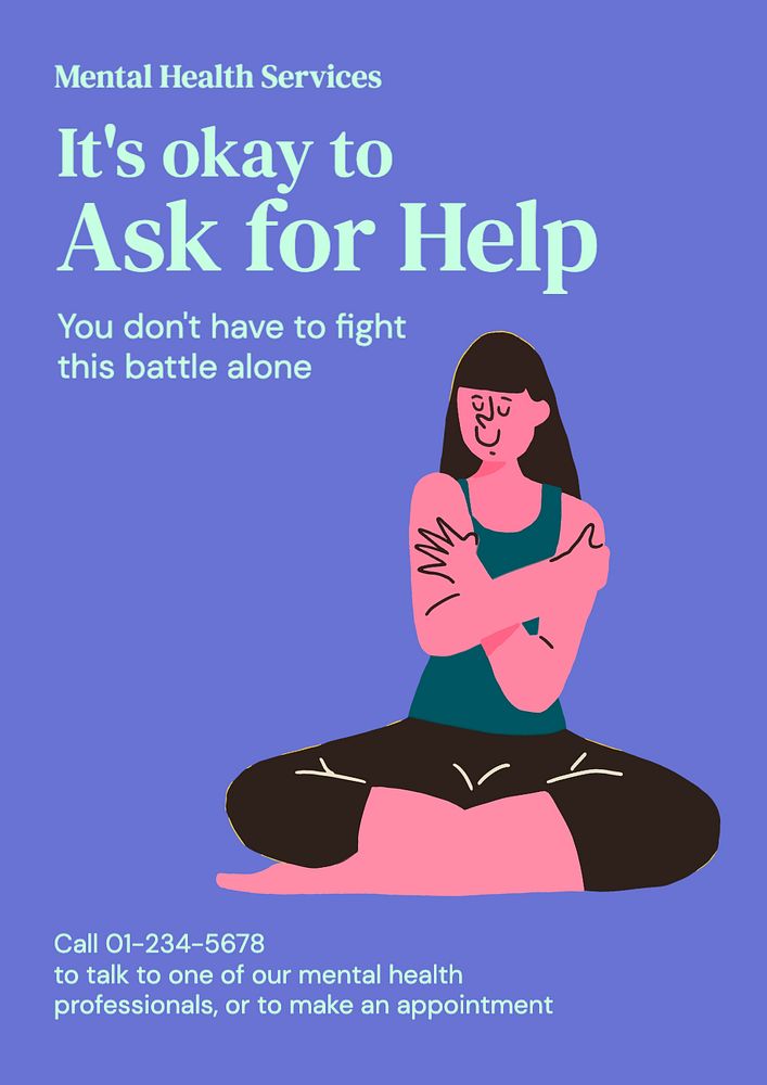 Ask for help poster template, editable text and design