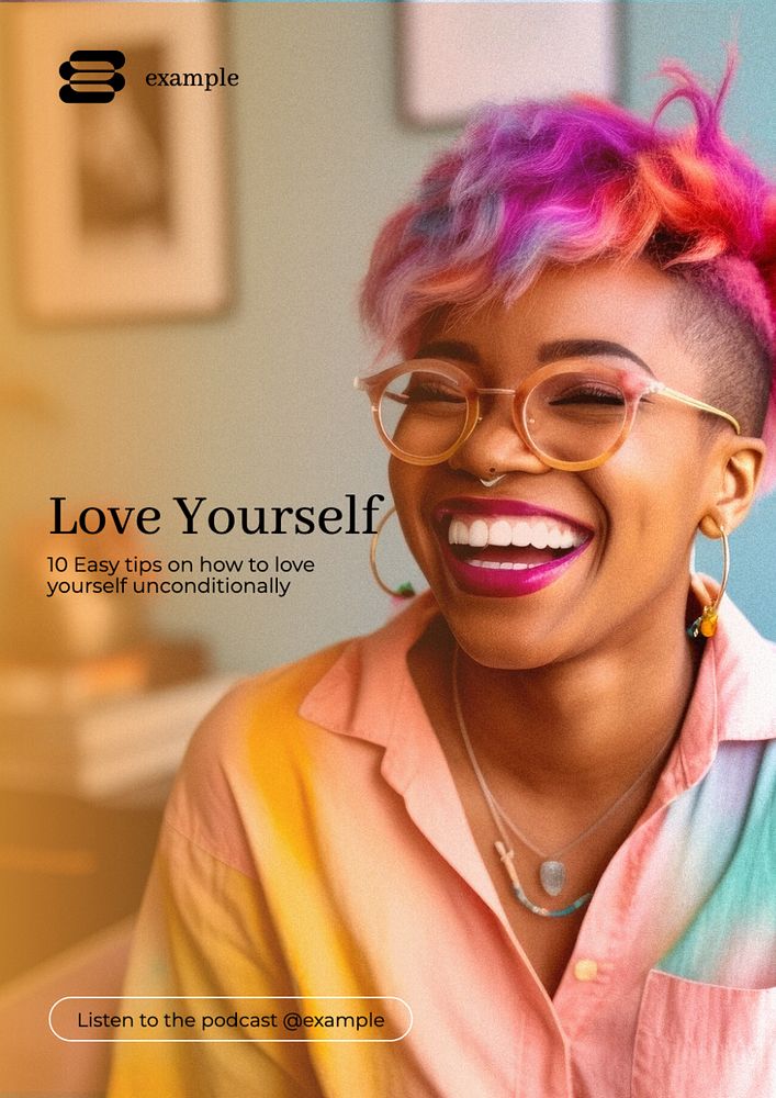 Love yourself poster template, editable text and design