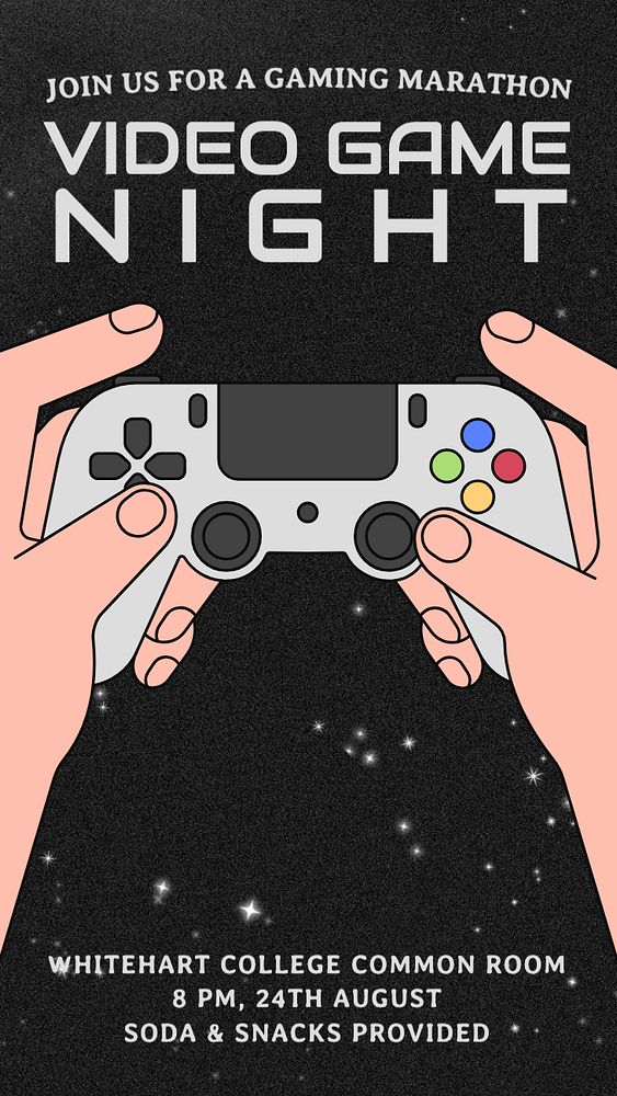 Video game night Instagram post template, editable text