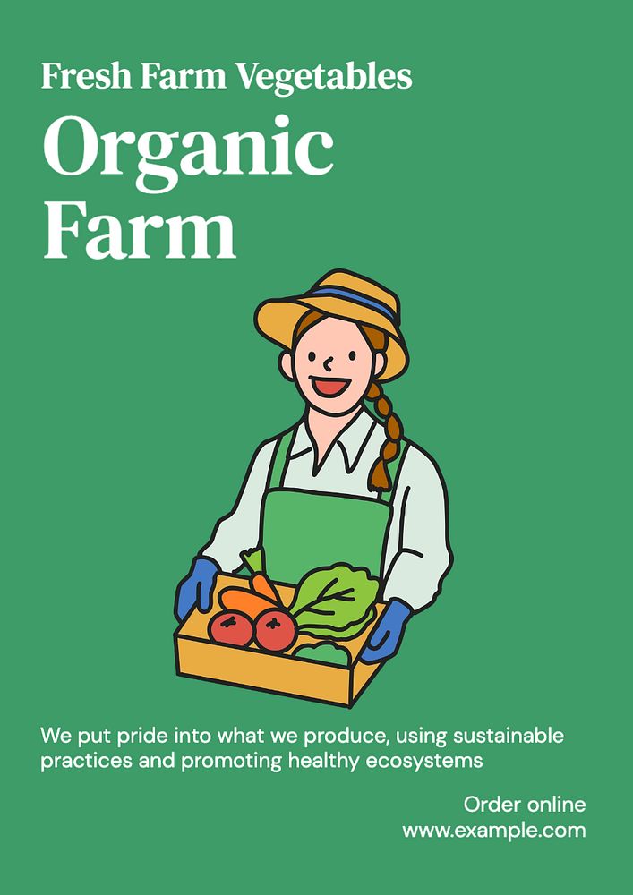 Organic farm poster template, editable text and design