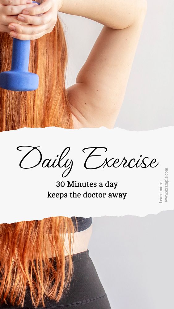 Daily exercise Instagram story template, editable text