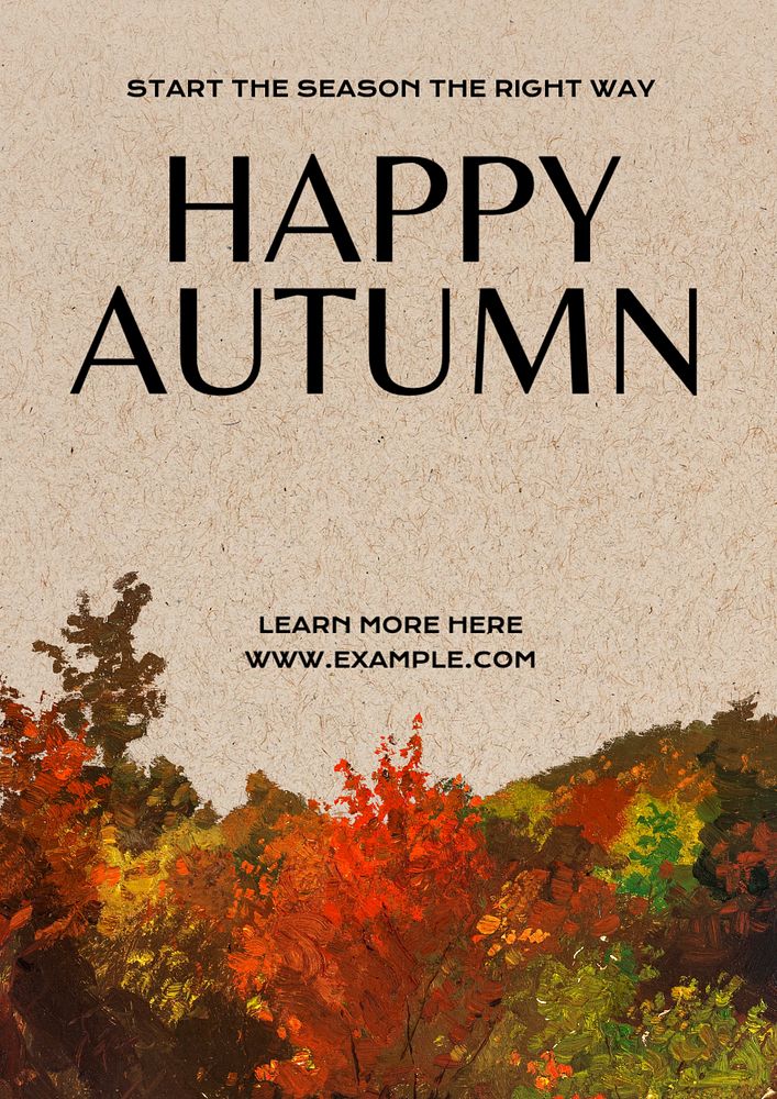 Happy autumn poster template, editable text and design