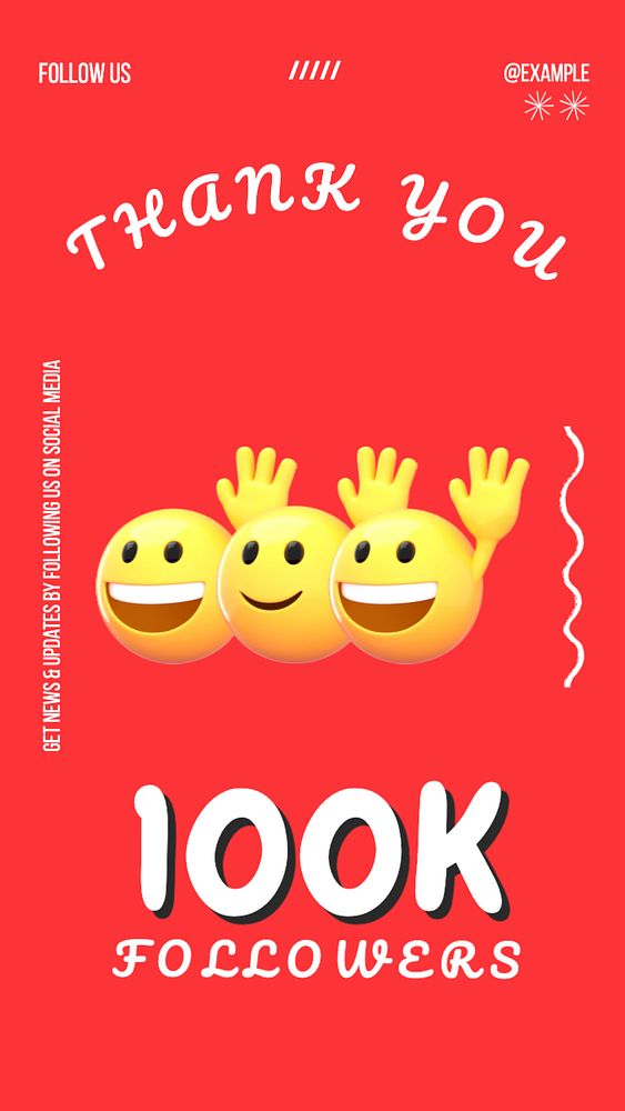 100k followers Facebook story template, editable design