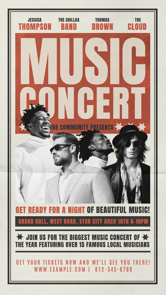 Music concert Instagram story template, editable text