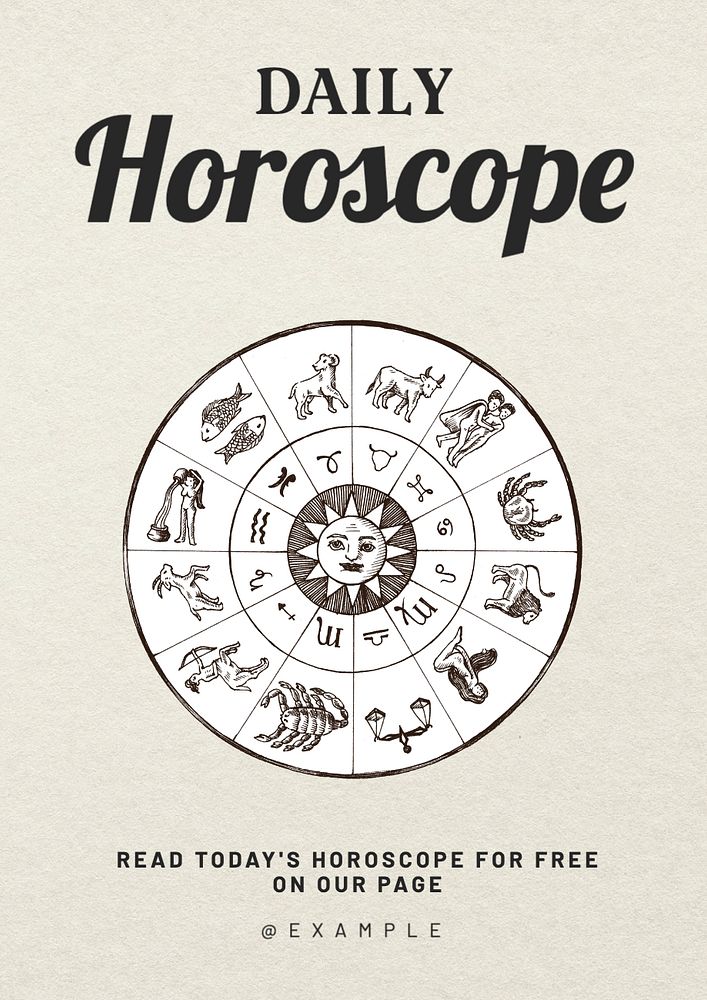 Daily horoscope poster template, editable text and design