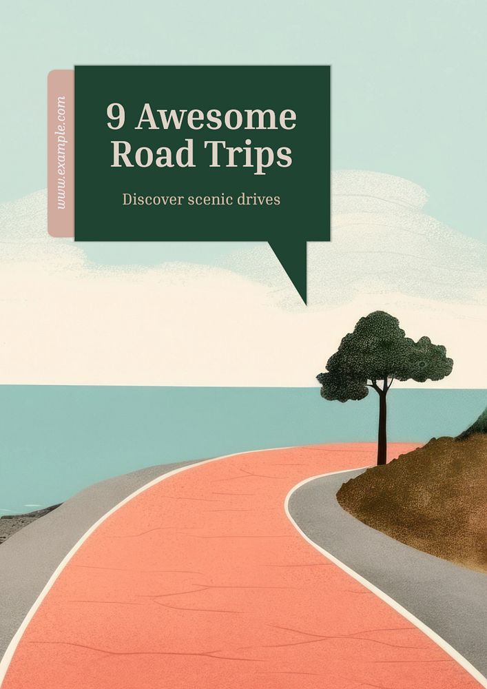 Awesome road trip poster template, editable text and design