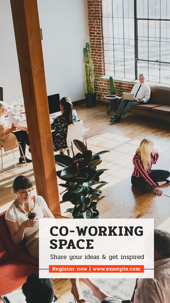 Co-working space Facebook story template, editable design