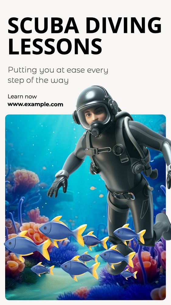 Scuba diving Instagram story template, editable text