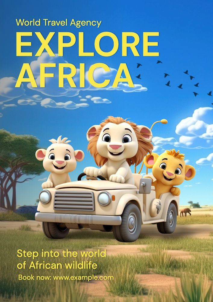 Explore Africa poster template, editable text and design