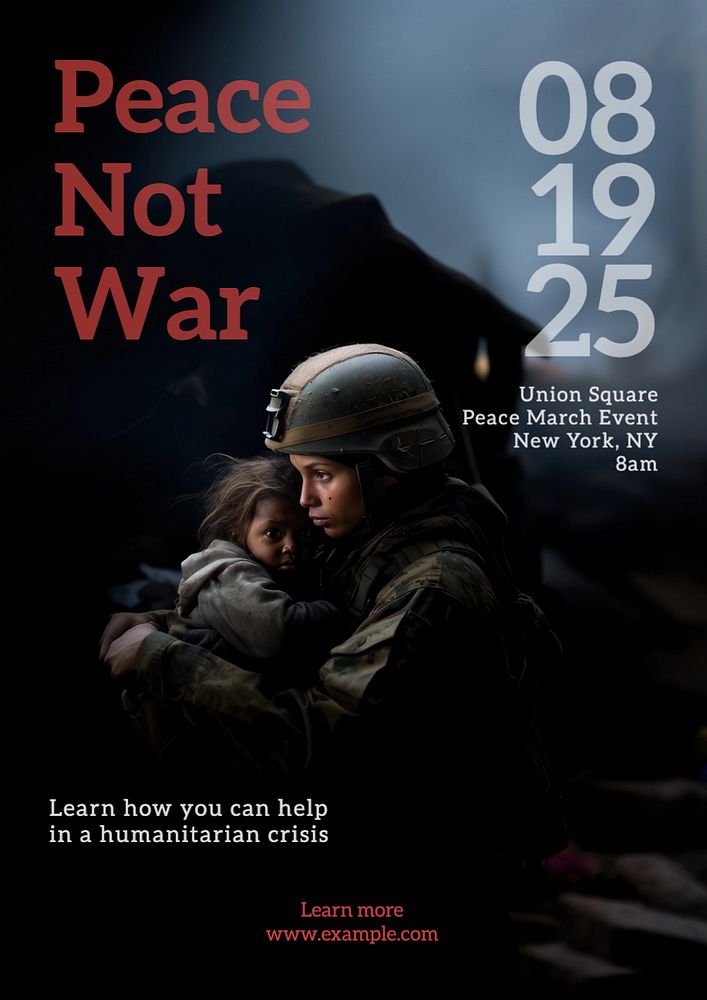 Peace not war poster template, editable text and design