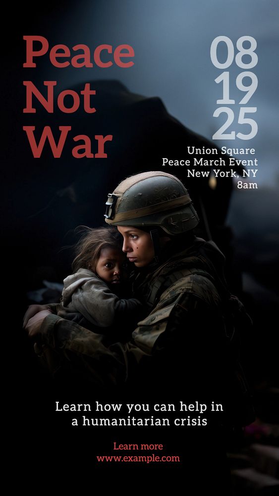 Peace not war social story template, editable Instagram design