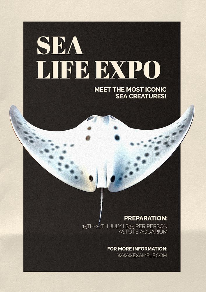 Sea life expo poster template, editable text and design