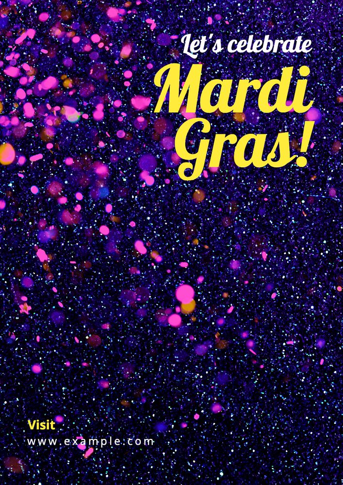 Mardi gras poster template, editable text and design