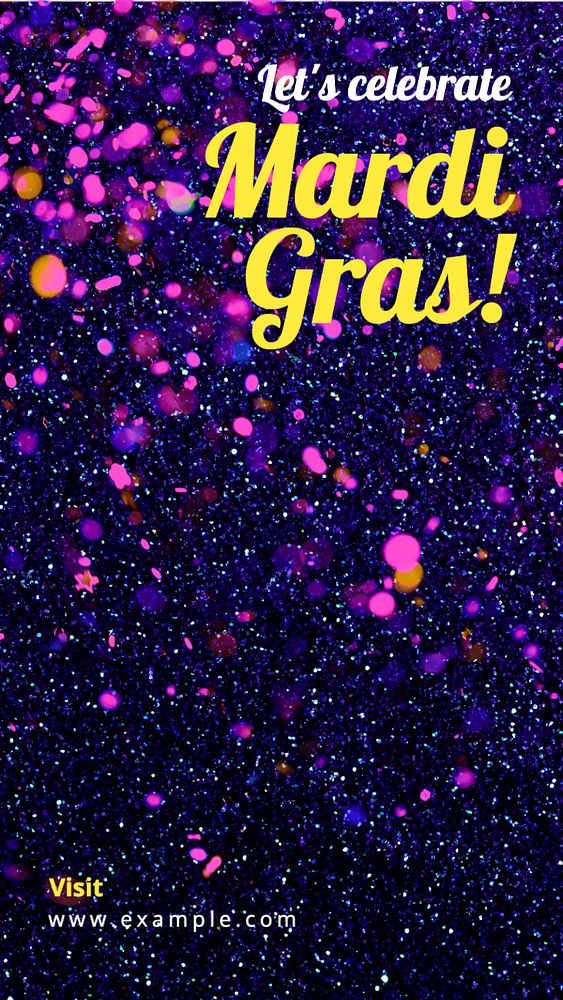 Mardi gras Instagram story template, editable text